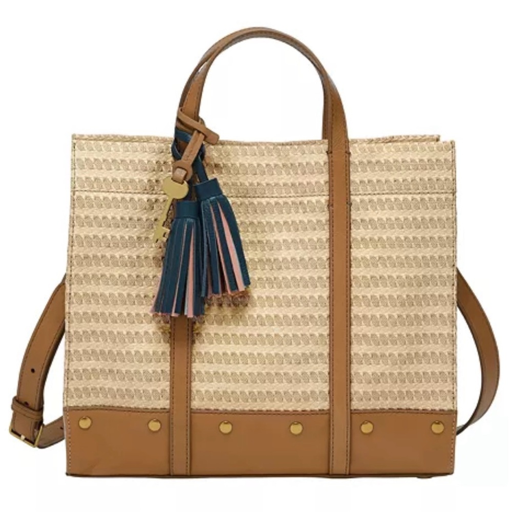 Fossil Carmen Tan and Cream Tote/Crossbody